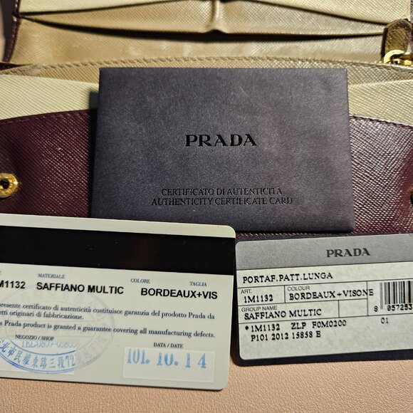 Prada Bordeaux Multicolor Saffiano Leather Wallet - Picture 9 of 16